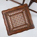 20th Century set of 3 oak and rattan nesting tables