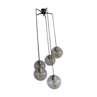 Suspension Raak cascade 5 globes Amsterdam vintage 1960