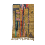 Moroccan Berber carpet Boujaad ochre with colorful patterns 253x142cm