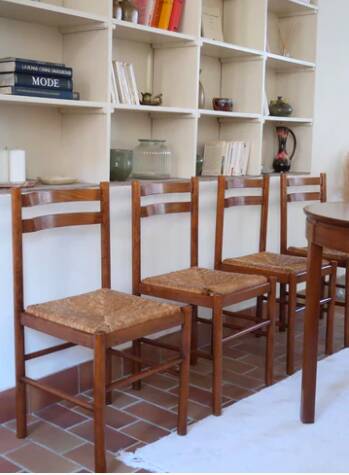 4 rustic straw chairs