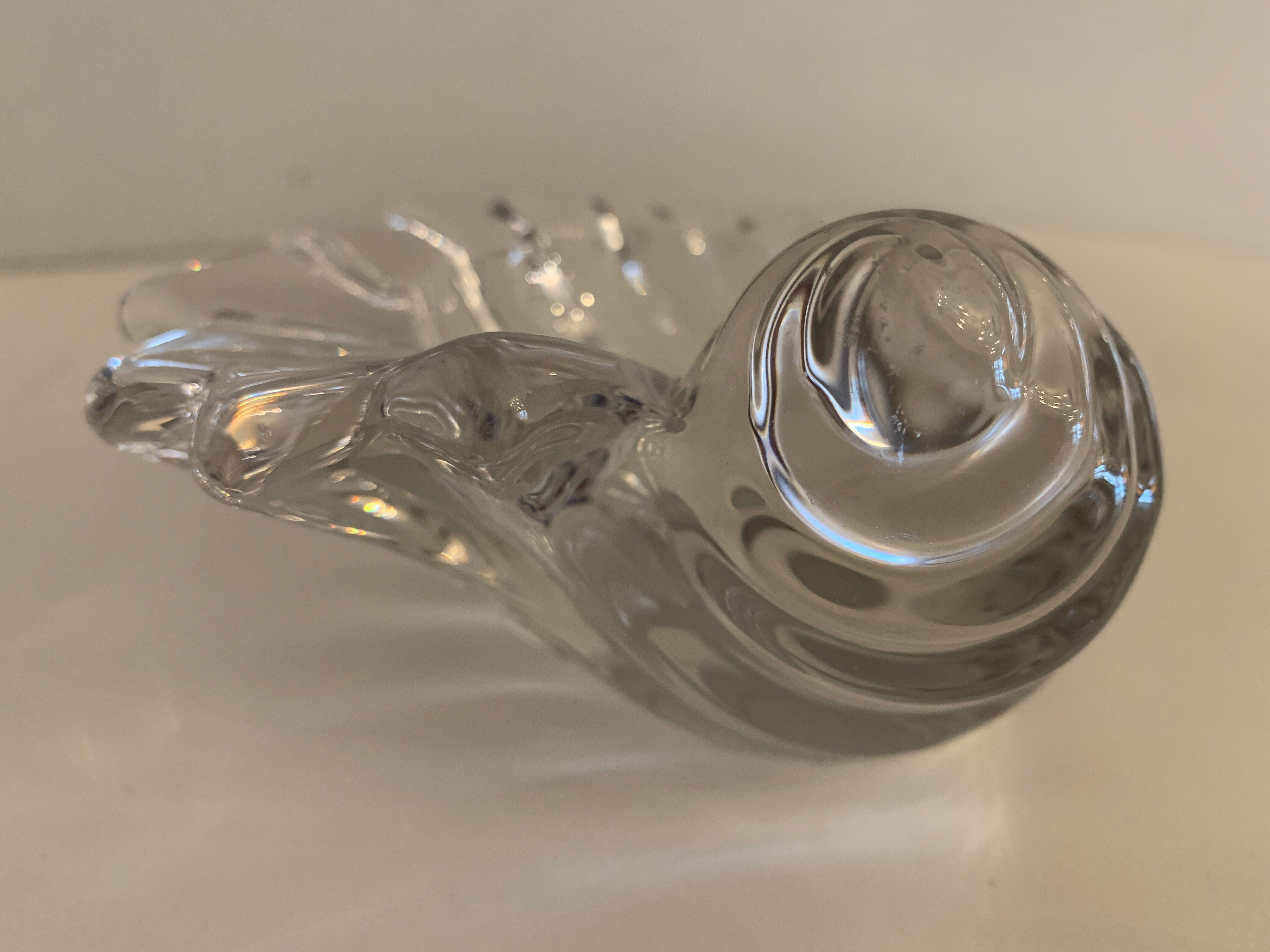 Empty crystal pocket in the shape of a shell