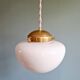 Duo of Art Deco suspensions in white opaline, 1920s-30s