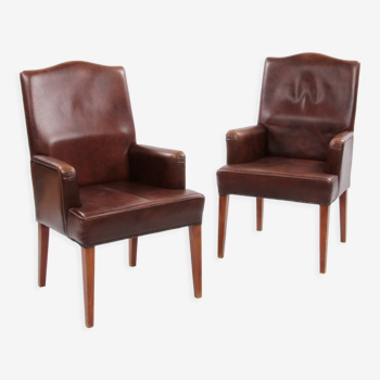 Set of 2 dining room chairs in sheep leather, 1970 Netherlands.