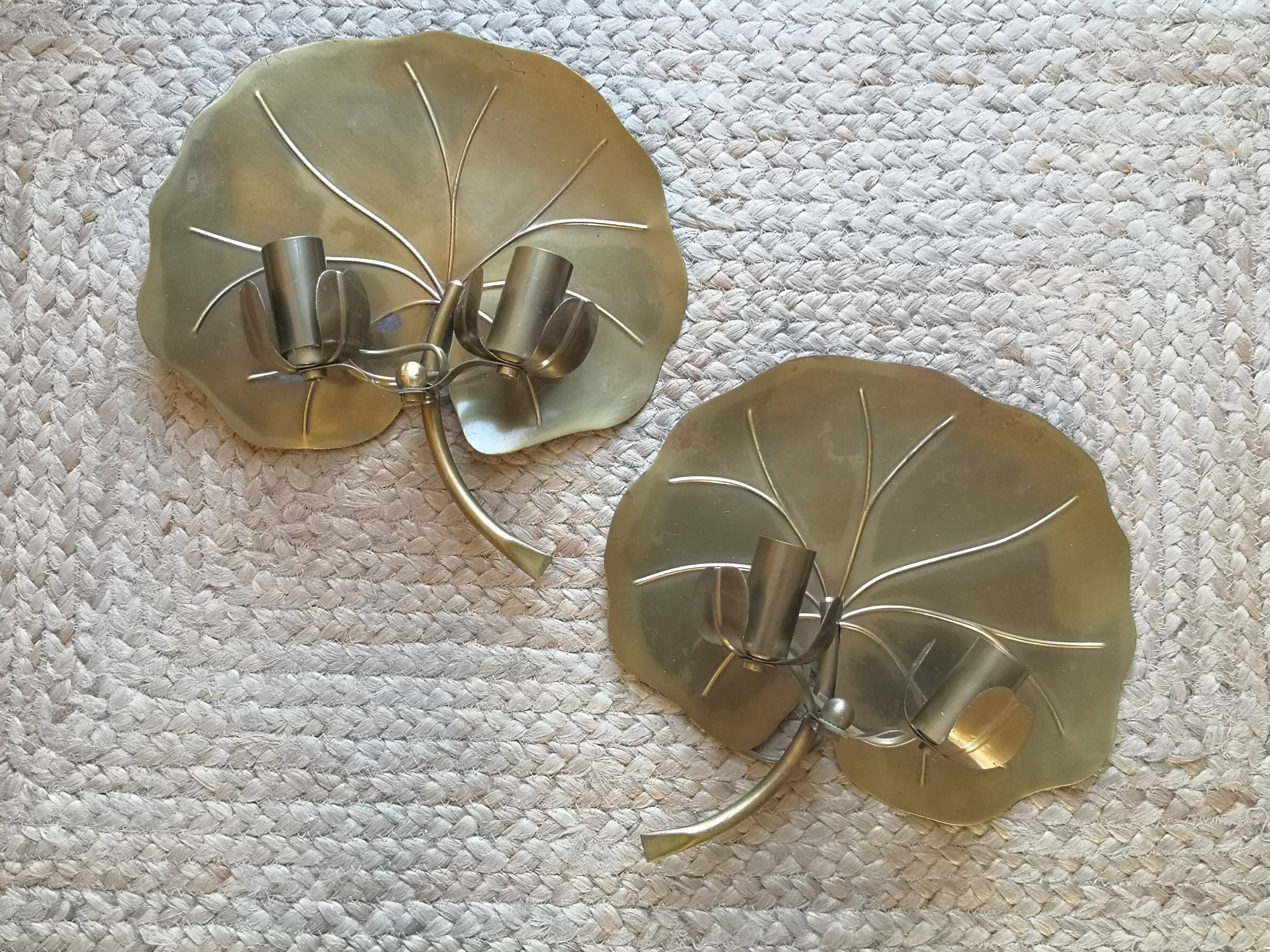 Set of 2 brass wall sconces