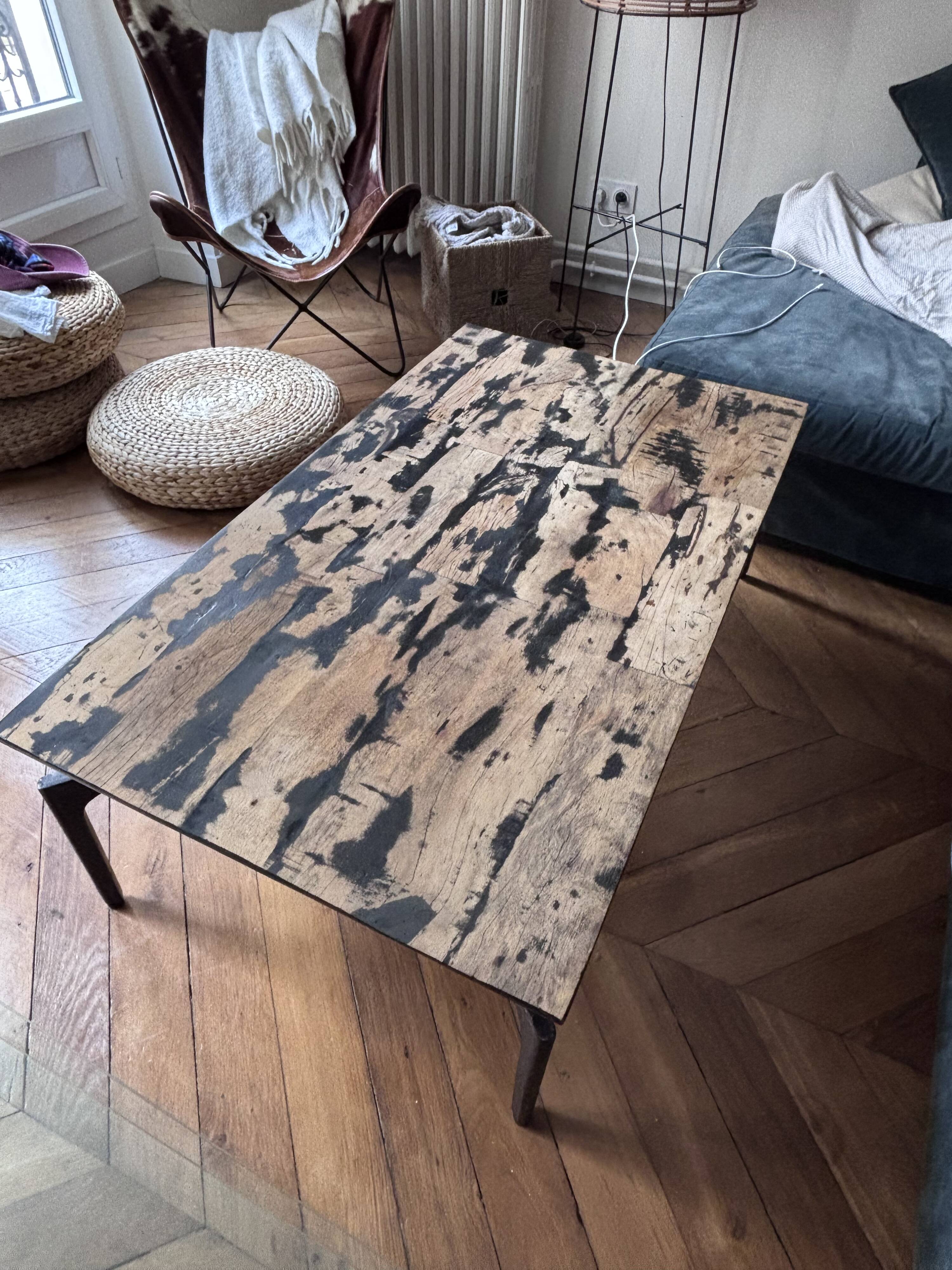 Nordal coffee table - striped solid mango wood