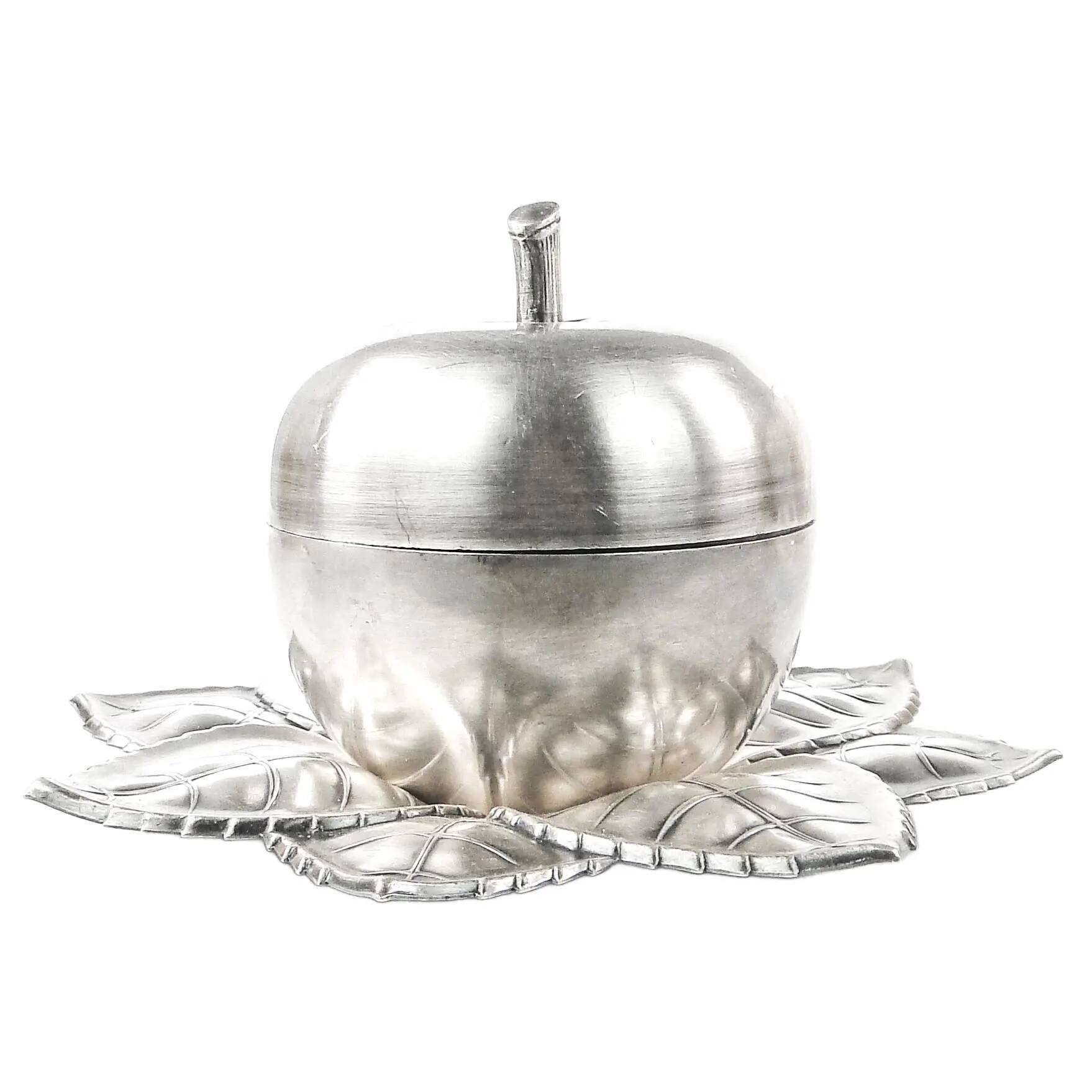 Art Deco sugar bowl, silver-plated brass, Hungary, 1950s
