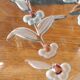 Vintage Frosted Glass Footed Bowl – Relief Decor of Pink Flowers
