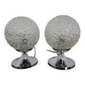 Glass Bubble Table Lamps, 1970s, Set of 2