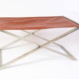 Stool Made In Brushed Steel With Cognac Leather By Michael Christensen