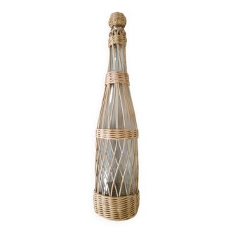 Glass and rattan bottle