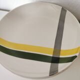Set of 9 soup plates with yellow and green patterns