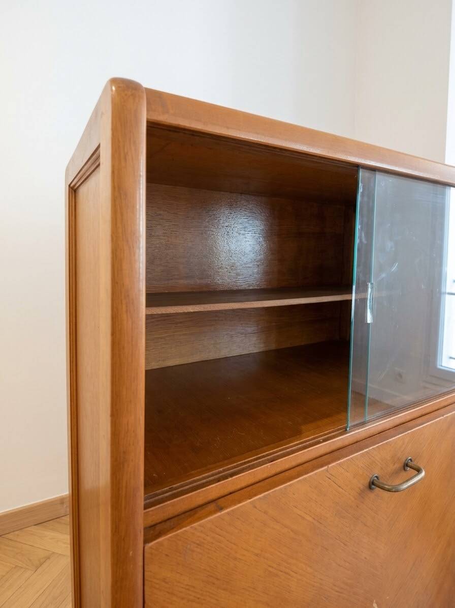 Vintage 1950s wooden display cabinet