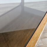 Teak coffee table with smoked glass top