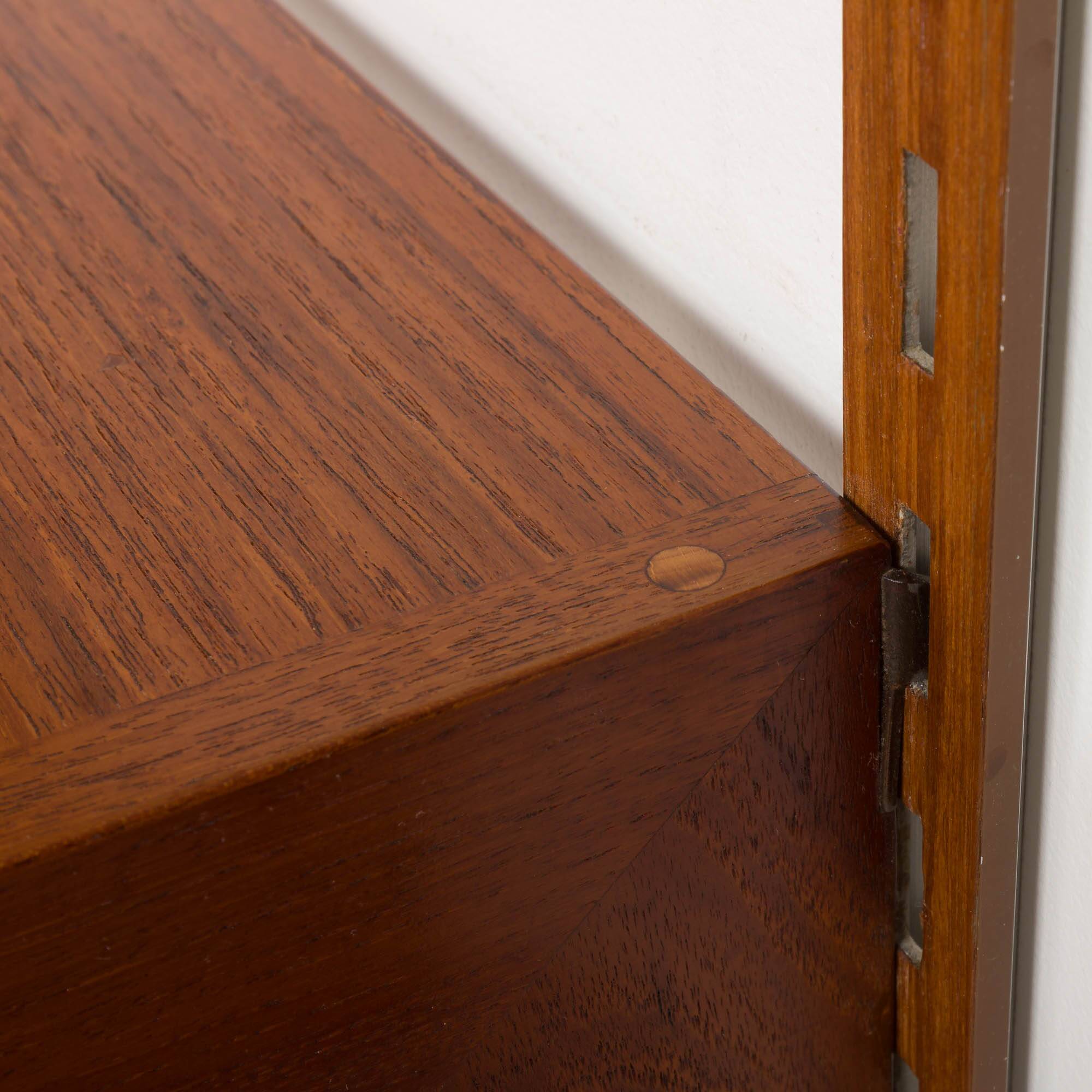 Three-compartment teak wall cabinet by Kai Kristiansen for FM Mobler, Denmark, 1960s
