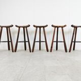 Mid century brutalist bar stools set of 5, 1960s
