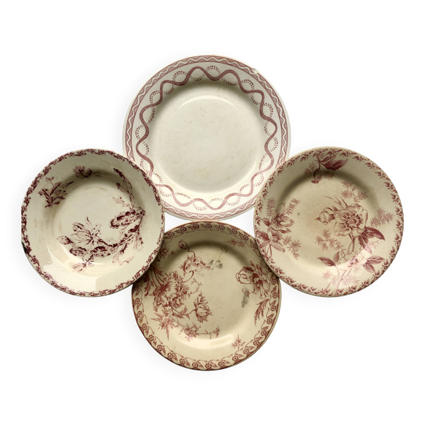 Lot 4 assiettes plates ''Terre de Fer