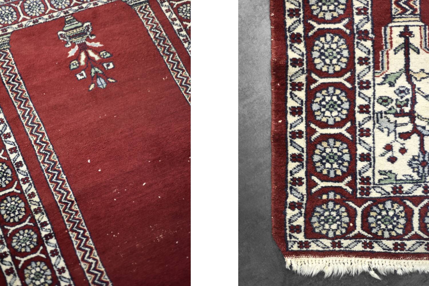 Vintage Hand-Woven Oriental Pakistani Mihrab Prayer Rug, 1960s
