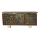 Brutalist Belgian enfilade in rosewood, resin, and brass from around 1970.