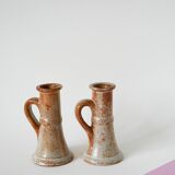 Pair of glazed sandstone candlesticks, 1970
