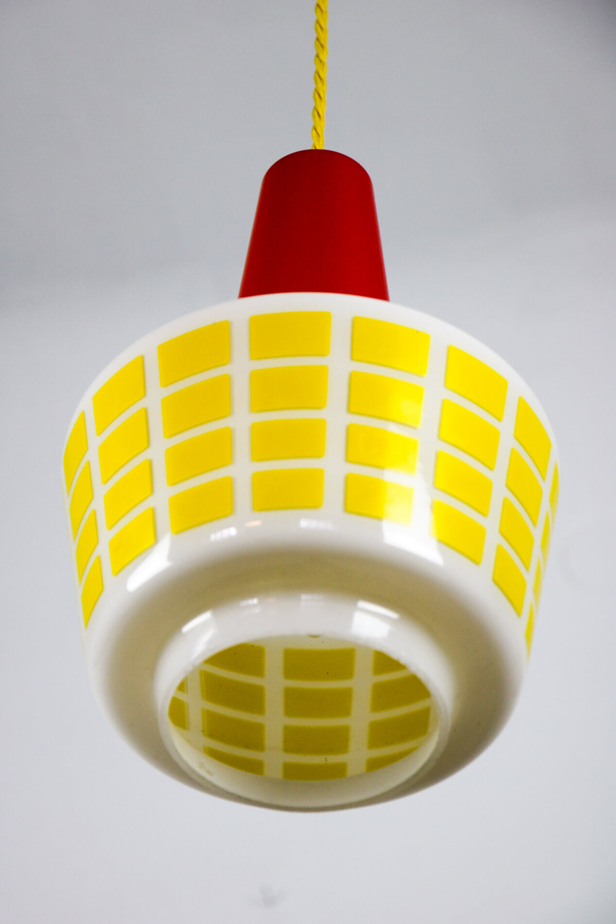 Red and yellow glass pendant lamp