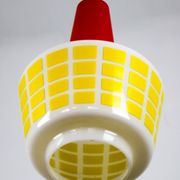 Suspension en verre rouge et jaune