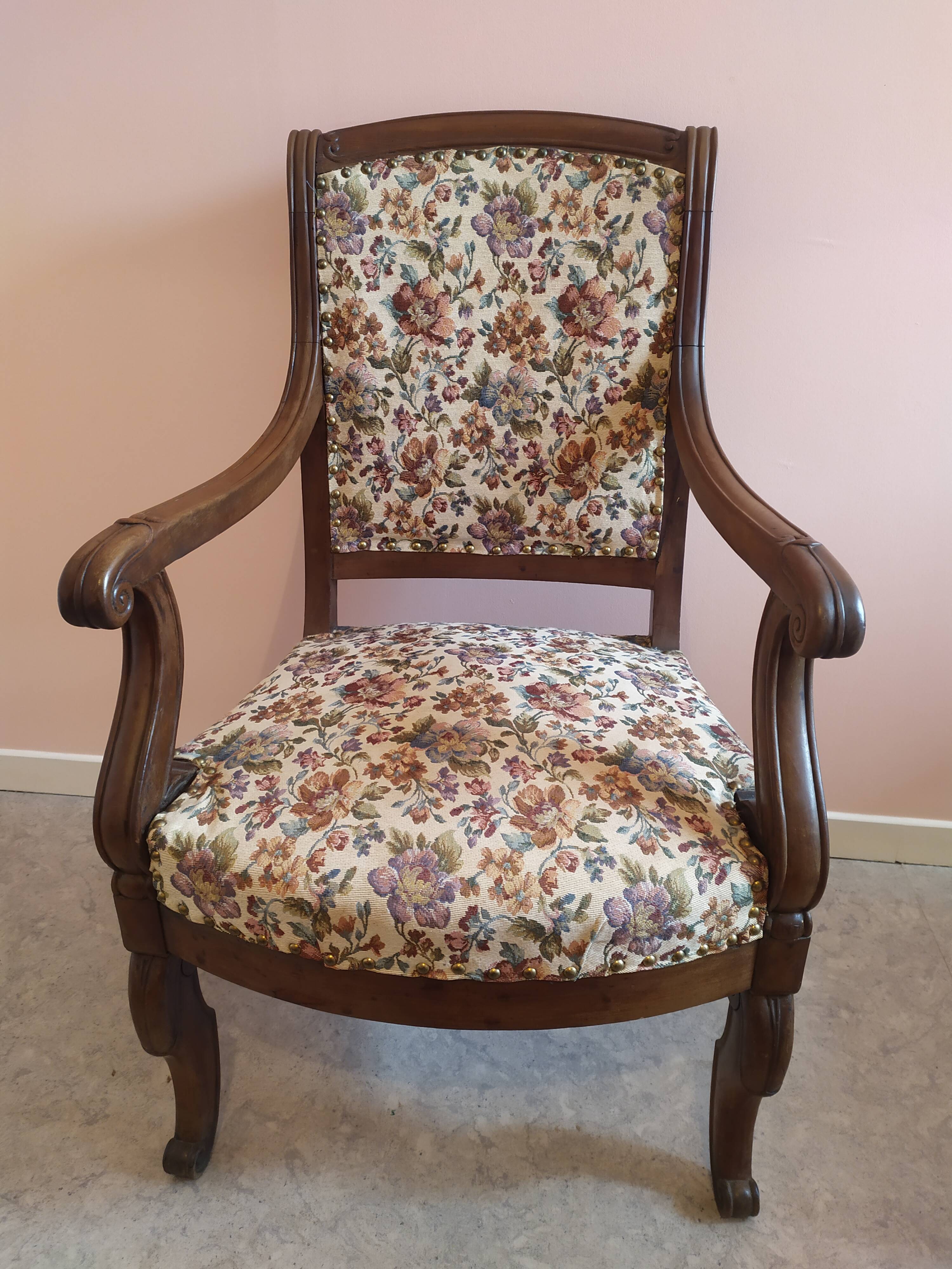 Wooden armchair and fabric