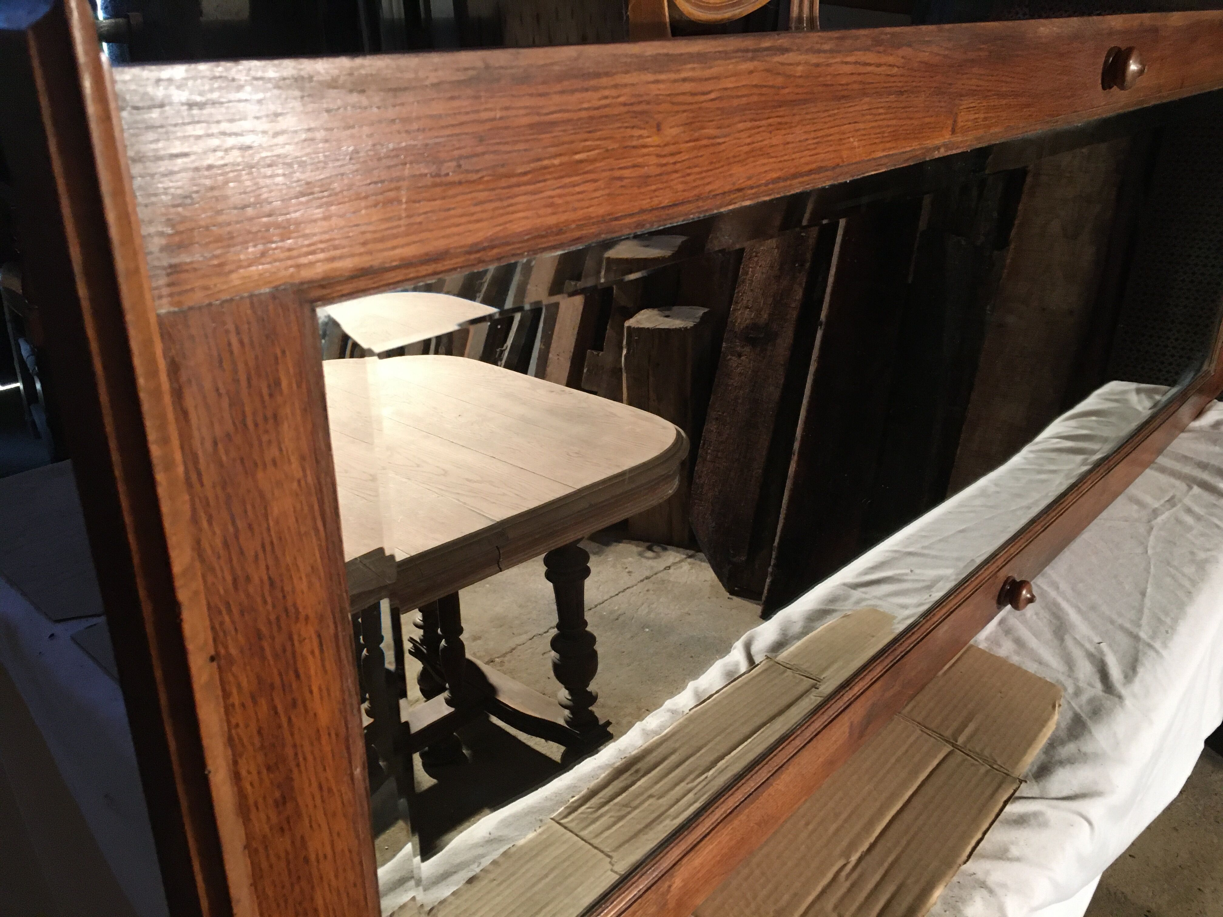 Bevelled mirror oak frame