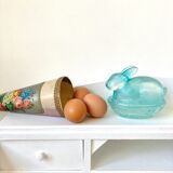 Rabbit-shaped molded glass candy box