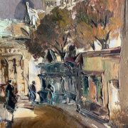 Painting Paris Montmartre Place du Tertre by Julian Brosius (1917-2004)