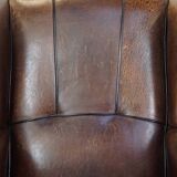 Sheep leather wing chair with patina