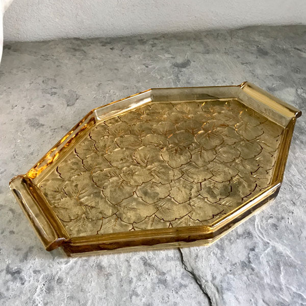 Plateau en verre ambré Art Déco