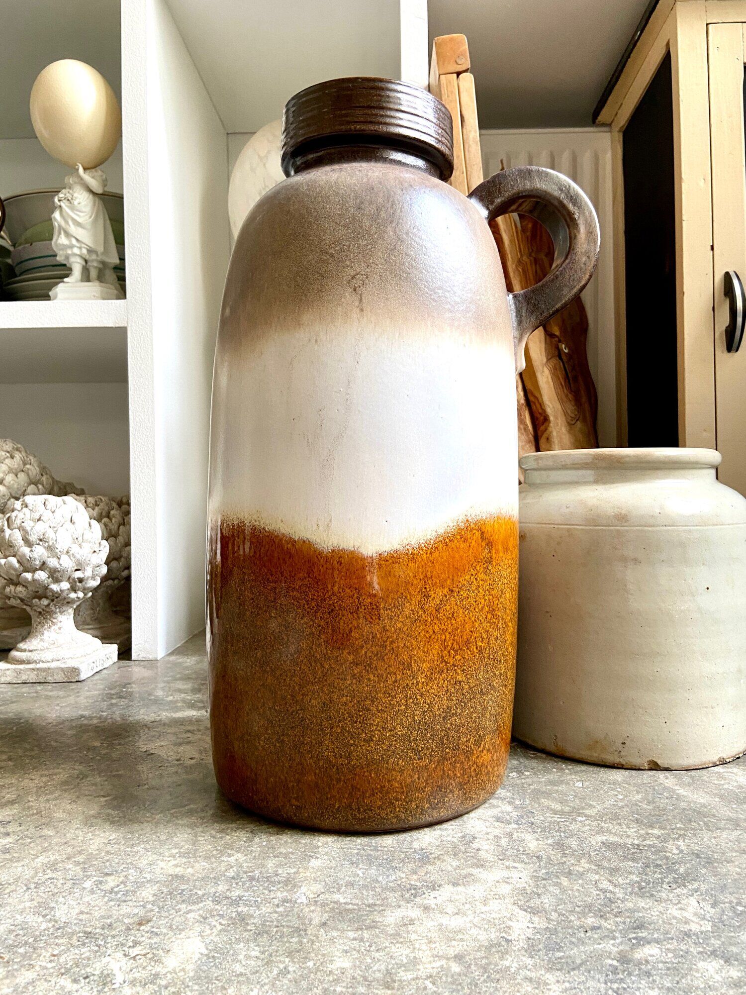 W. Germany vase in brown and beige glazed ceramic