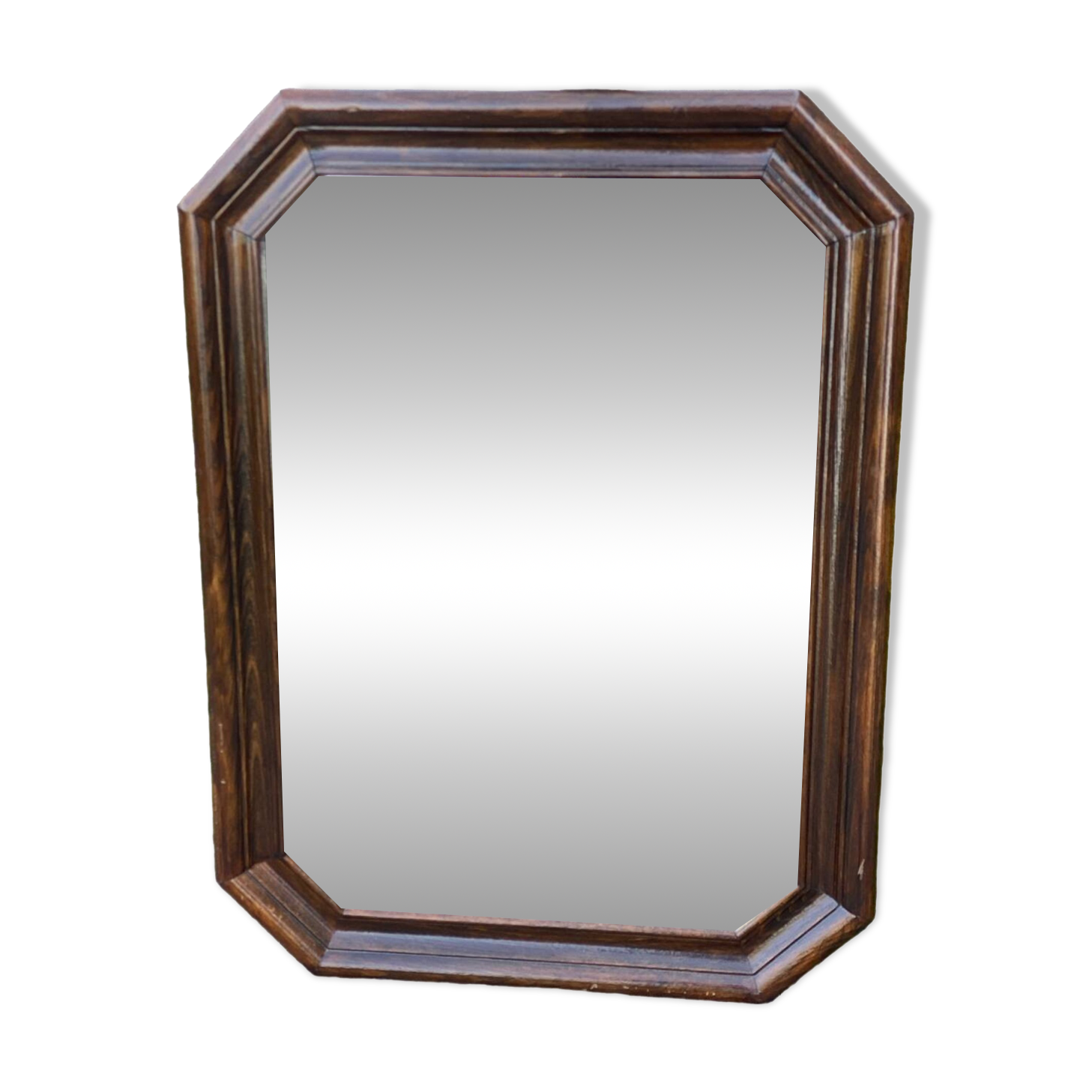 Vintage octagonal mirror in solid wood