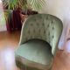 fauteuil chauffeuse crapaud velours vert