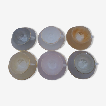 Set of 6 arcopal cups model "harlequin"