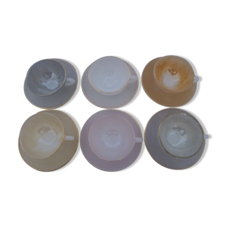 Set of 6 arcopal cups model "harlequin"