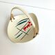 Ceramic and wicker covered scoubidou bowl, 60s