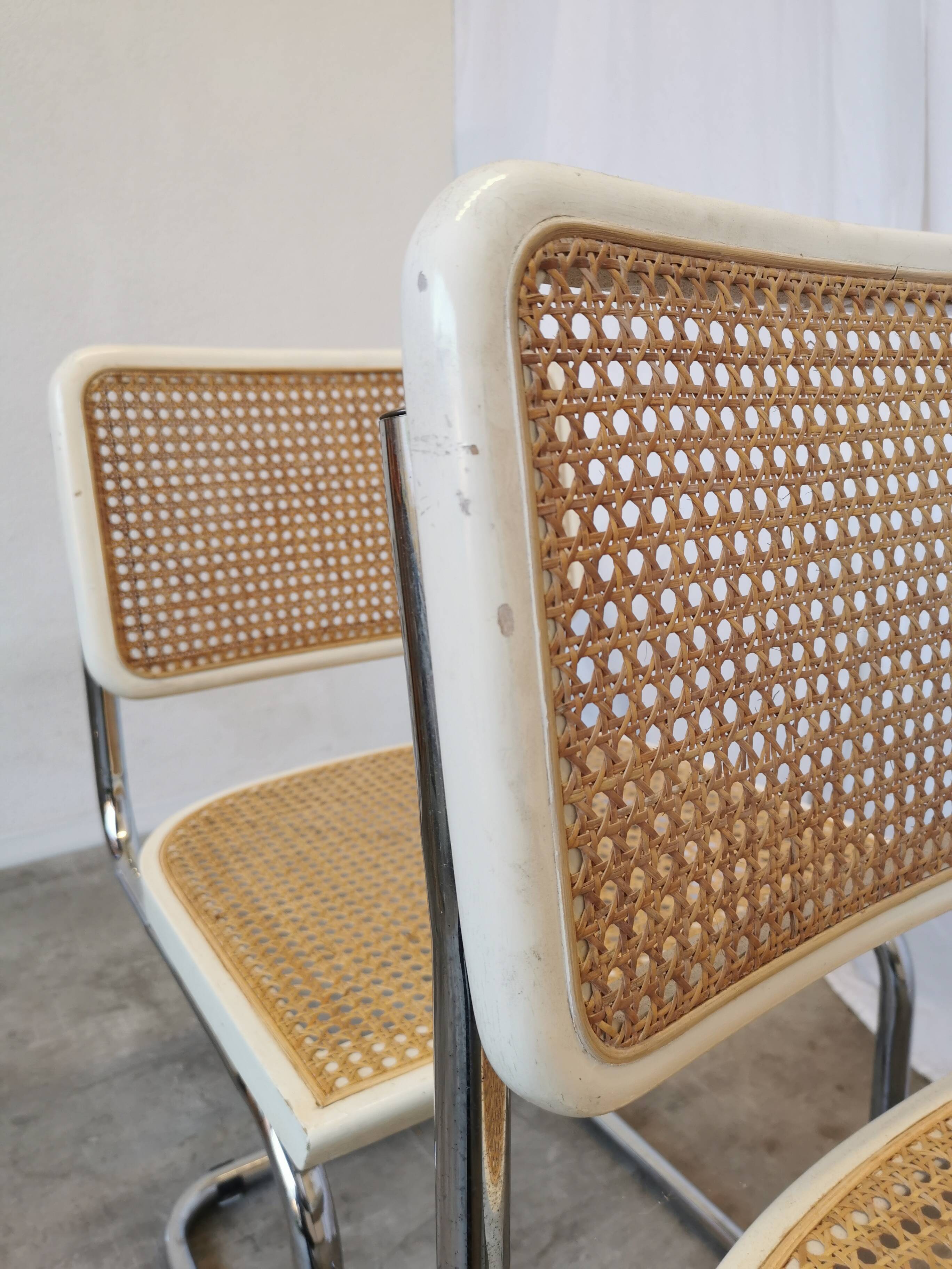 Ensemble de 2 chaises Cesca vintage de Marcel Breuer : chaises de salle à manger en osier style Mid-Century Modern