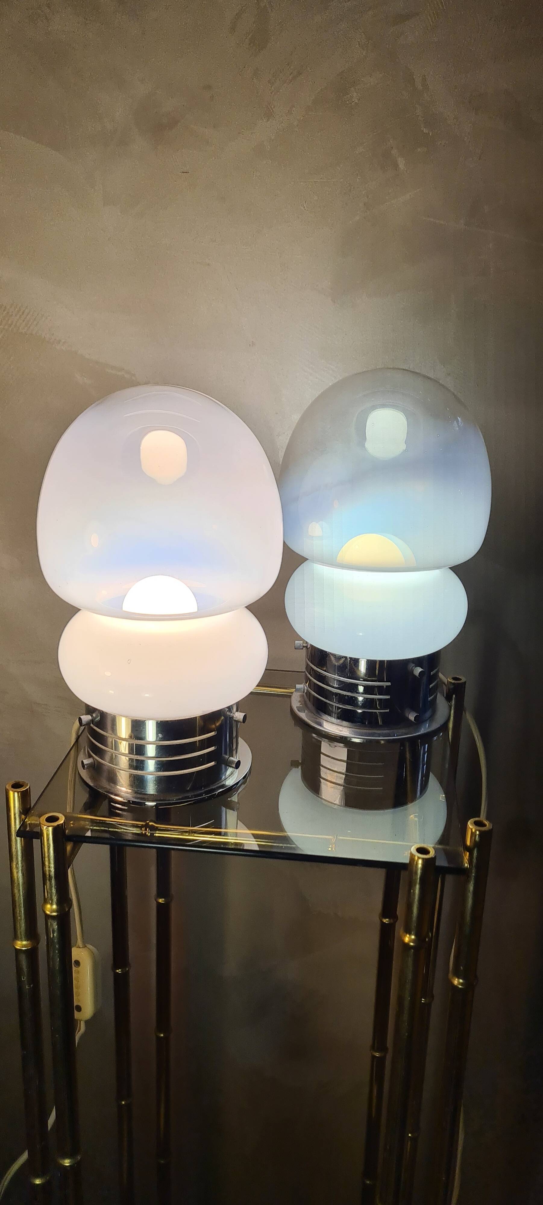 Pair of vintage space age lamps in murano glass 26x14 1960 to 70