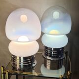 Pair of vintage space age lamps in murano glass 26x14 1960 to 70