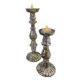 Set of 2 mercurized glass candle holders
