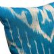 Silk Ikat Square Cushion Cover, Sky Blue Vintage Abraj, Handwoven, 16x16