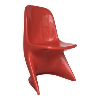 Chaise design pop art en plastique rouge estampillée 2000 Model Deny Placo