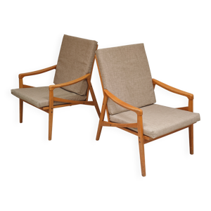 Paire de fauteuils gris
