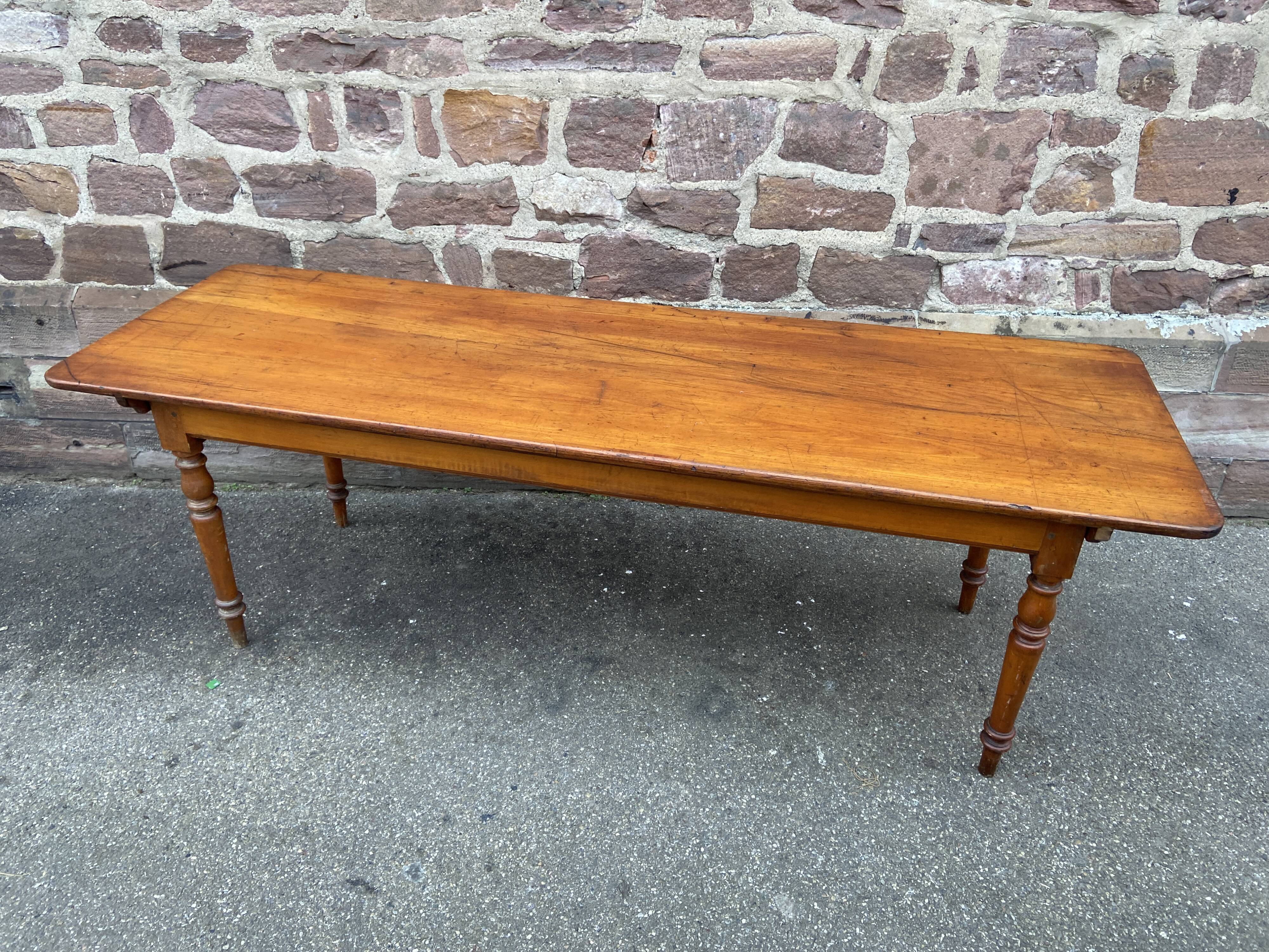 Large Alsatian farmhouse table 225 cm fir shade Merisier