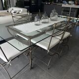 Roche Bobois glass and steel dining table and 6 chairs