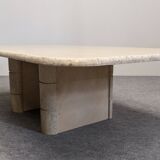 Table basse en travertin, Italie vers 1970