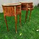 half-moon bedside pair in marquetry, bronze ornaments