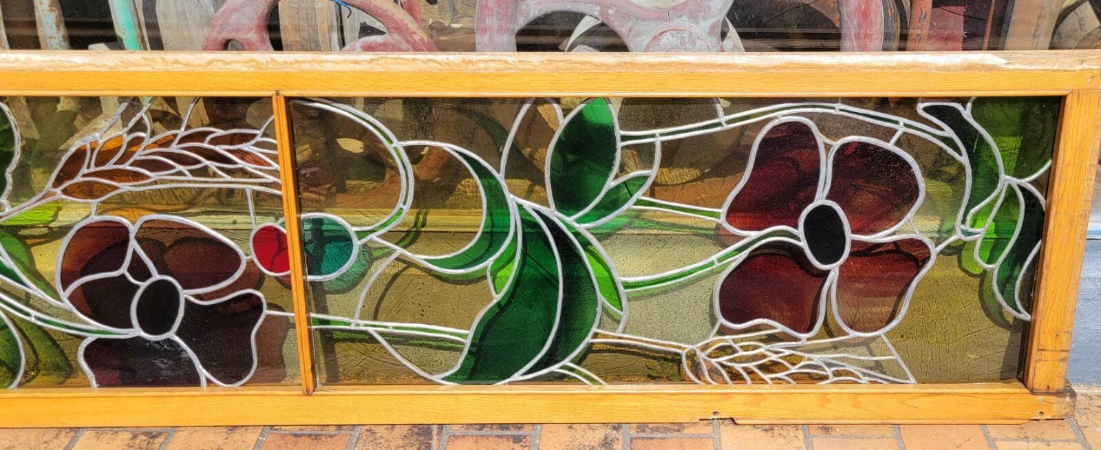 Large stained glass door side from the Art Nouveau period around 1900