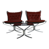 Seventies design special chromed metal Falcon chairs and table by Sigurd Re